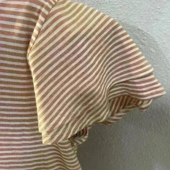 Nine Britton Rust Orange and Cream striped tee with ruffle tiered sleeves- sz 1X - Picture 3 of 7